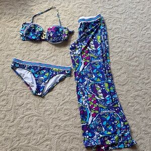 Trina Turk 3 Piece Set - Bikini Size 12 with Matching Pants Size M